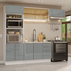 Armário de Cozinha Completa 270 cm Branco/Cinza Lux Madesa 07