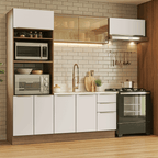 Armário de Cozinha Completa 270 x 60 cm Rustic/Branco Veludo Lux Madesa 08