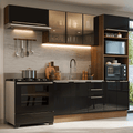 Armário de Cozinha Completa 270 cm Rustic/Preto Lux Madesa 08
