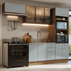 Armário de Cozinha Completa 270 cm Rustic/Cinza Lux Madesa 08