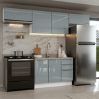 Armário de Cozinha Completa 280 cm Branco/Cinza Lux Madesa 01