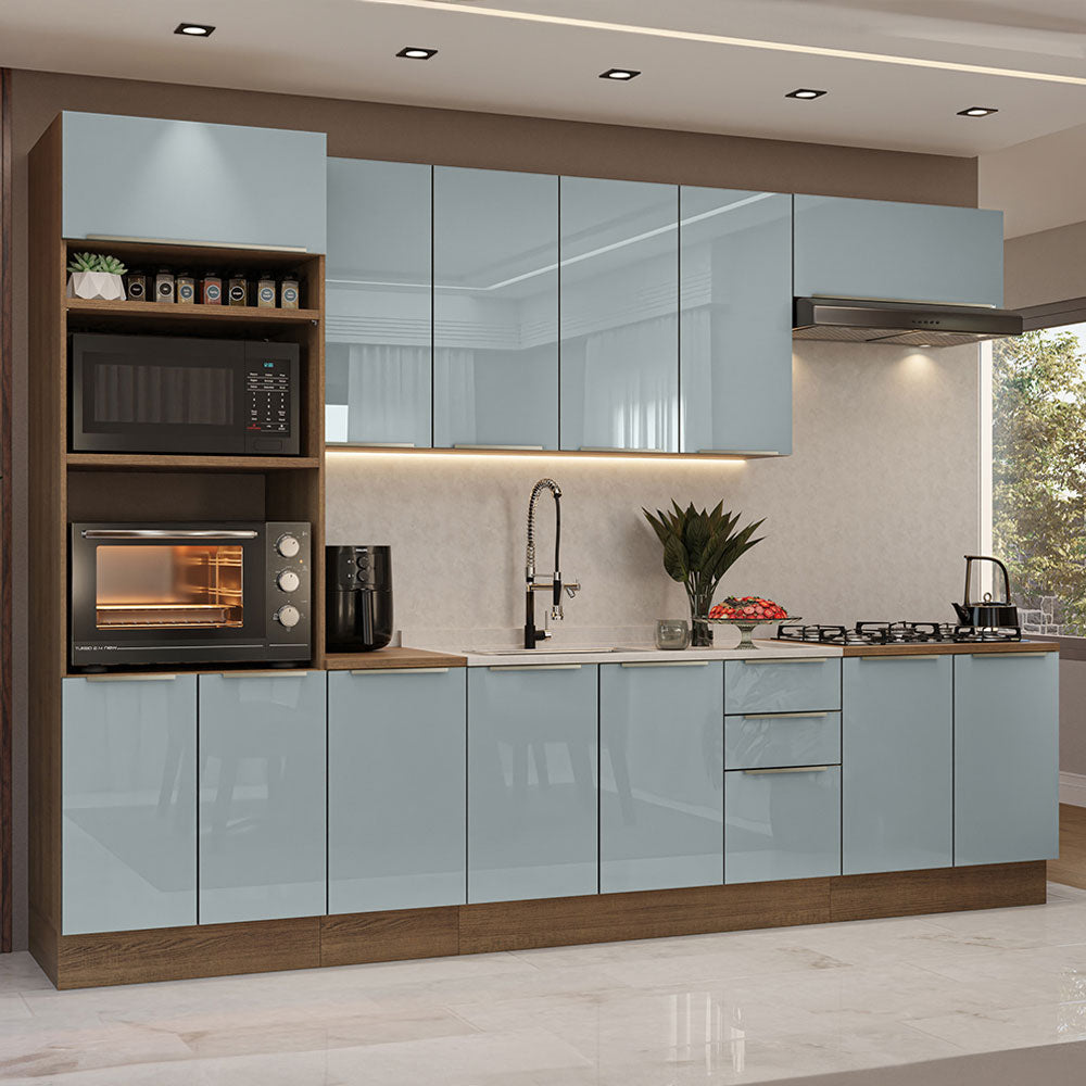 Armário de Cozinha Completa 310 x 60 cm Rustic/Cinza Lux Madesa 02