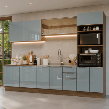 Armário de Cozinha Completa 310 cm Rustic/Cinza Lux Madesa 03