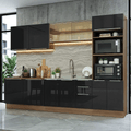 Armário de Cozinha Completa 310 x 60 cm Rustic/Preto Lux Madesa 04