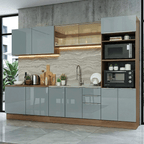 Armário de Cozinha Completa 310 x 60 cm Rustic/Cinza Lux Madesa 04