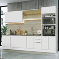 Armário de Cozinha Completa 310 x 60 cm Branco/Branco Veludo Lux Madesa 04