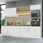 Armário de Cozinha Completa 310 x 60 cm Branco/Branco Veludo Lux Madesa 04