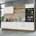 Armário de Cozinha Completa 310 x 60 cm Rustic/Branco Veludo Lux Madesa 04