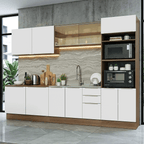 Armário de Cozinha Completa 310 x 60 cm Rustic/Branco Veludo Lux Madesa 04