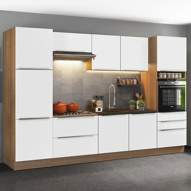 Armário de Cozinha Completa 320 x 60 cm Rustic Branco Veludo Lux Madesa 03