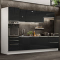 Armário de Cozinha Planejada 320cm Branco/Preto Lux Madesa 04