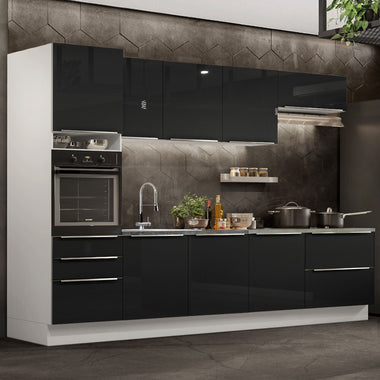 Armário de Cozinha Planejada 320 x 60 cm Branco/Preto Lux Madesa 04