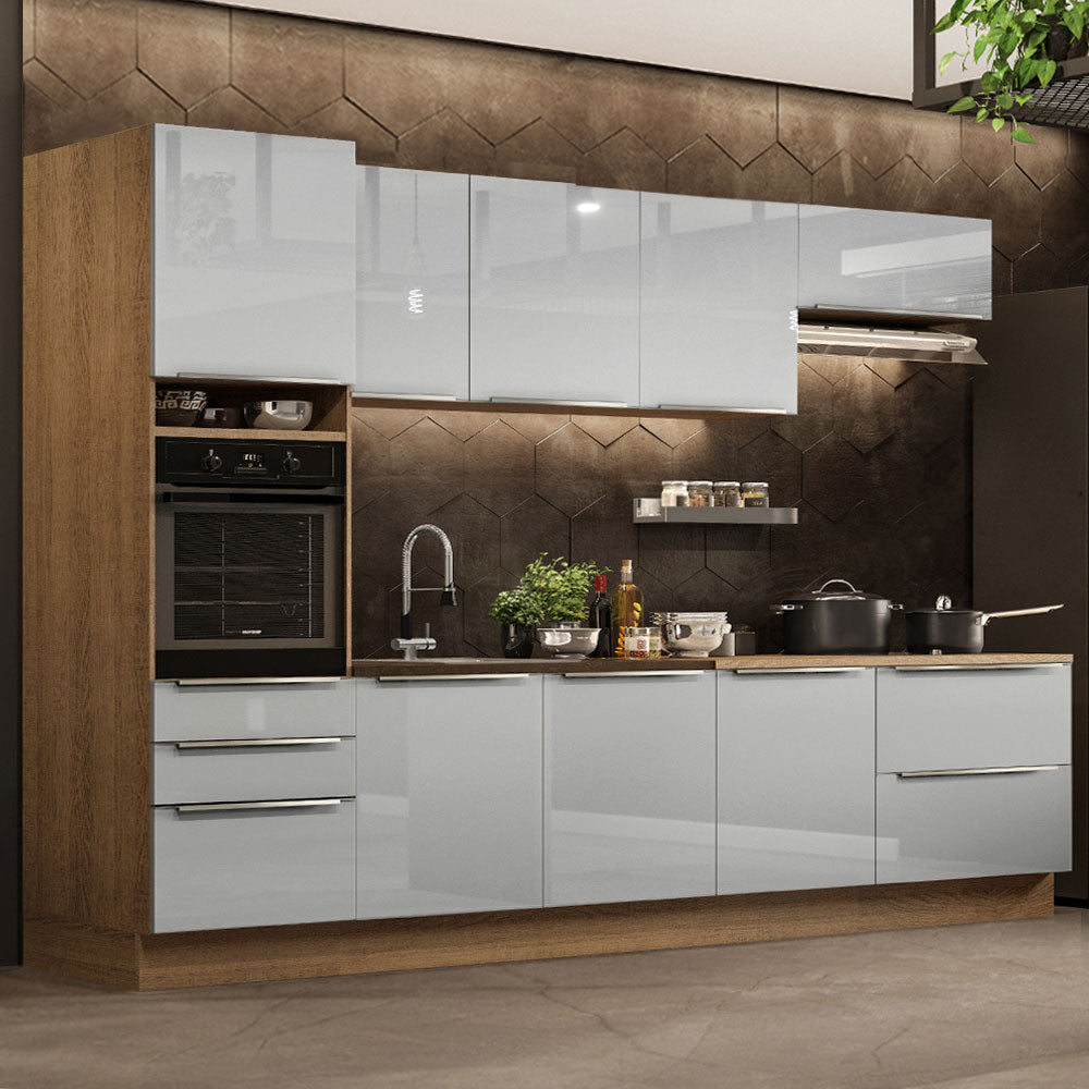 Armário de Cozinha Planejada 320 x 60 cm Rustic/Cinza Lux Madesa 04