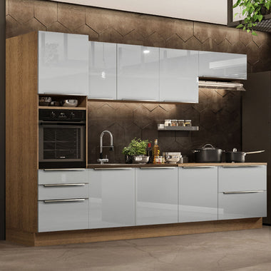 Armário de Cozinha Planejada 320 x 60 cm Rustic/Cinza Lux Madesa 04