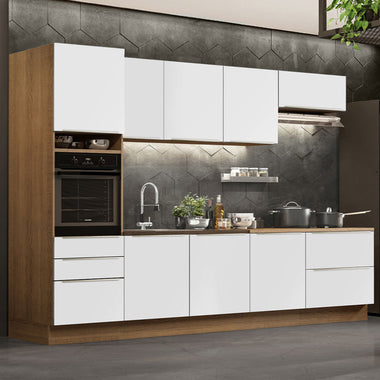 Armário de Cozinha Planejada 320 x 60 cm Rustic Branco Veludo Lux Madesa 04