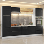 Armário de Cozinha Completa 320 cm Branco/Preto Lux Madesa 08