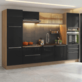 Armário de Cozinha Completa 320 cm Rustic/Preto Lux Madesa 08