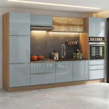 Armário de Cozinha Completa 320 cm Rustic/Cinza Lux Madesa 08
