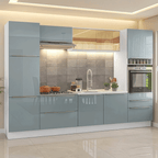 Armário de Cozinha Completa 320 cm Branco/Cinza Lux Madesa 08