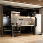 Armário de Cozinha Completa 340 x 60 cm Rustic/Preto Lux Madesa 01
