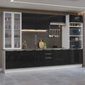 Armário de Cozinha Completa 340 x 60 cm Branco/Preto Lux Madesa 02