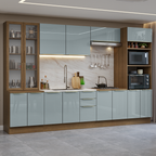 Armário de Cozinha Completa 340 x 60 cm Rustic/Cinza Lux Madesa 02
