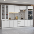 Armário de Cozinha Completa 340 x 60 cm Branco/Branco Veludo Lux Madesa 02