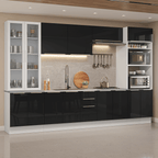 Armário de Cozinha Completa 340 cm Branco/Preto Lux Madesa 03