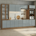 Armário de Cozinha Completa 340 x 60 cm Rustic/Cinza Lux Madesa 04