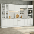 Armário de Cozinha Completa 340 x 60 cm Branco/Branco Veludo Lux Madesa 04