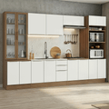 Armário de Cozinha Completa 340 x 60 cm Rustic/Branco Veludo Lux Madesa 04