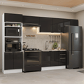 Armário de Cozinha Completa 350 cm Branco/Preto Lux Madesa 01