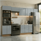 Armário de Cozinha Completa 350 x 60 cm Rustic/Cinza Lux Madesa 02