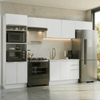 Armário de Cozinha Completa 350 x 60 cm Branco/Branco Veludo Lux Madesa 02