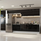 Armário de Cozinha Completa 400 x 60 cm Branco/Preto Lux da Thauane Madesa