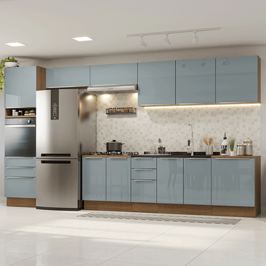 Armário de Cozinha Completa 400 x 60 cm Rustic/Cinza Lux da Thauane Madesa