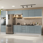 Armário de Cozinha Completa 400 x 60 cm Branco/Cinza Lux da Thauane Madesa