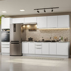 Armário de Cozinha Completa 400 x 60 cm Branco Veludo Lux da Thauane Madesa