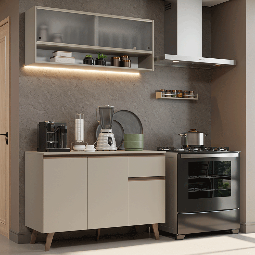 Armário de Cozinha Compacta 120 cm Crema Nice Madesa 02