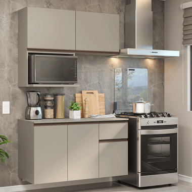 Armário de Cozinha Compacta 120 cm Suspensa Crema Nice Madesa 06