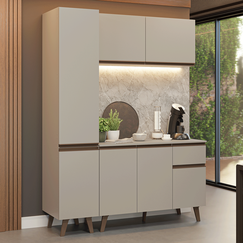 Armário de Cozinha Compacta 160 cm Crema Nice Madesa 01