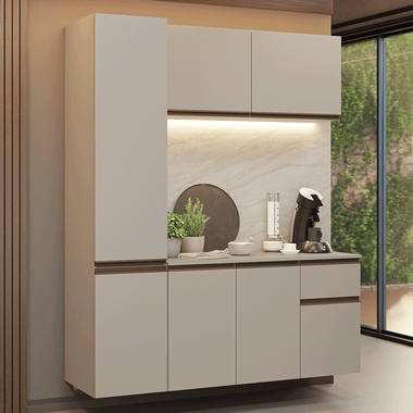 Armário de Cozinha Compacta 160 cm Suspenso Crema Nice Madesa 02