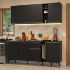 Armário de Cozinha Compacta 180 cm Preto Nice Madesa 01