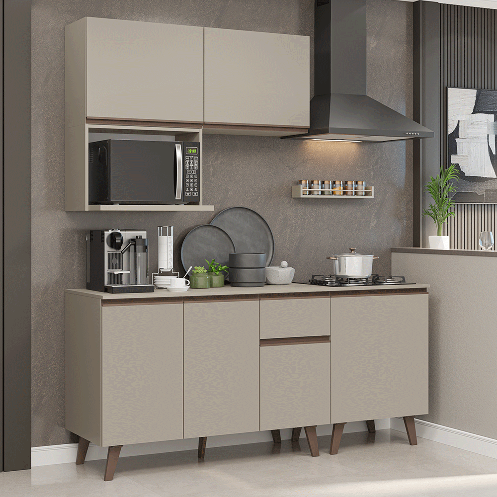 Armário de Cozinha Compacta 180 cm Crema Nice Madesa 02