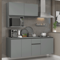 Armário de Cozinha Compacta 180 cm Suspensa Cinza Nice Madesa 03