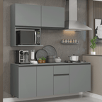 Armário de Cozinha Compacta 180 cm Suspensa Cinza Nice Madesa 03