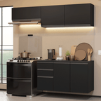 Armário de Cozinha Compacta 200 cm Suspenso Preto Nice Madesa 05