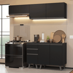 Armário de Cozinha Compacta 200 cm Preto Nice Madesa 06