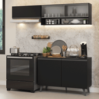 Armário de Cozinha Compacta 200 cm Preto Nice Madesa 09