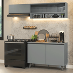 Armário de Cozinha Compacta 200cm Cinza Nice Madesa 10